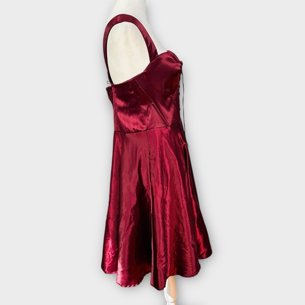 Unique Vintage Satin Corset Lace Up Dress Size L - Picture 5 of 9
